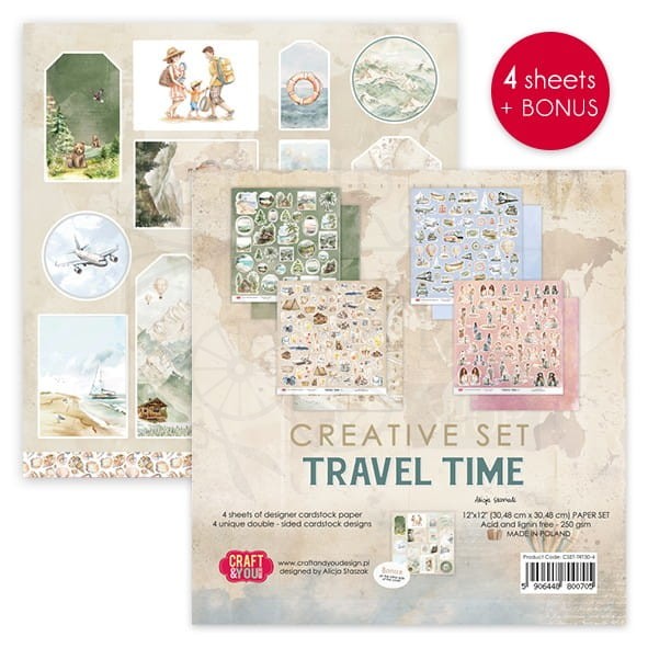 Zestaw papierów 30x30 elementy do wycięcia Travel Time CSET-TRT30-4 Craft&amp;You Design