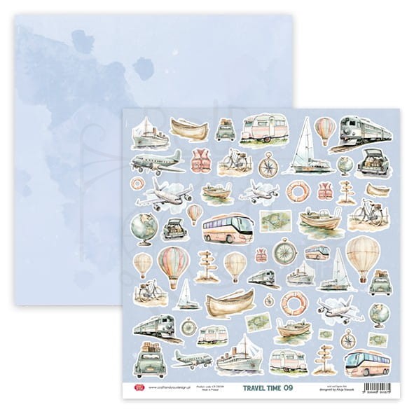 Zestaw papierów 30x30 elementy do wycięcia Travel Time CSET-TRT30-4 Craft&amp;You Design