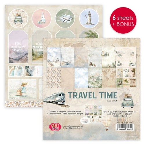 Zestaw papierów do scrapbookingu 30x30 Travel Time CPS-TRT30-6 Craft&amp;You Design