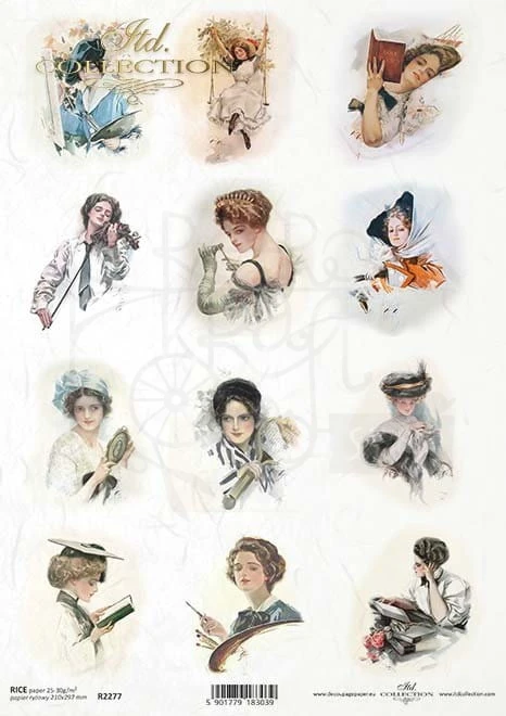 Papier ryżowy do decoupage A4 Vintage kobiety R2277 ITD Collection