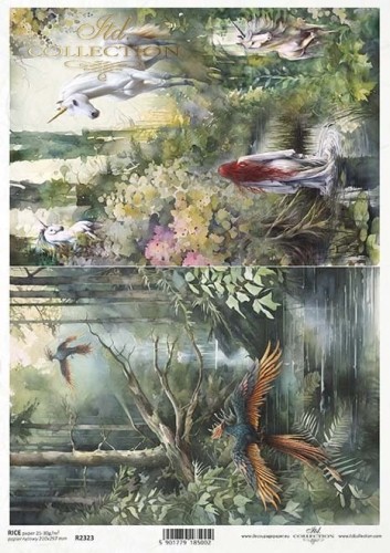 Papier ryżowy do decoupage A4 Baśniowy klimat - feniks jednorożec R2323 ITD Collection