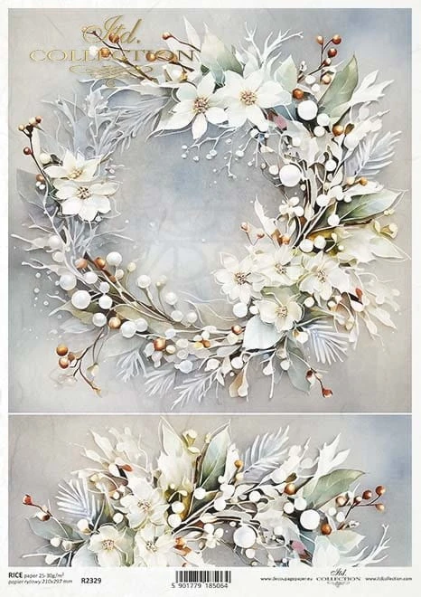 Papier ryżowy do decoupage A4 Zimowy bukiet R2329 ITD Collection