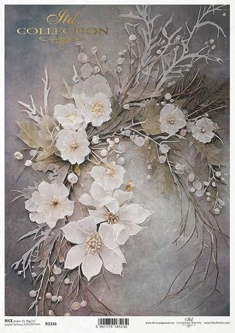 Papier ryżowy do decoupage A4 Zimowy bukiet R2336 ITD Collection