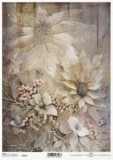 Papier ryżowy do decoupage A4 Zimowy bukiet R2341 ITD Collection
