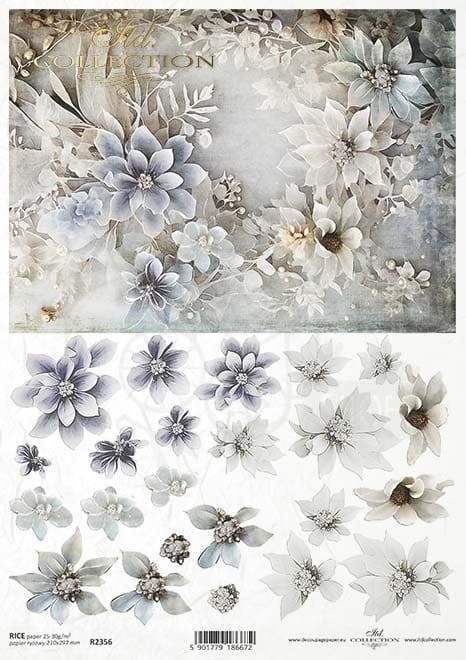 Papier ryżowy do decoupage A4 Zimowy bukiet R2356 ITD Collection