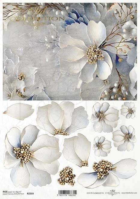 Papier ryżowy do decoupage A4 Zimowy bukiet R2359 ITD Collection