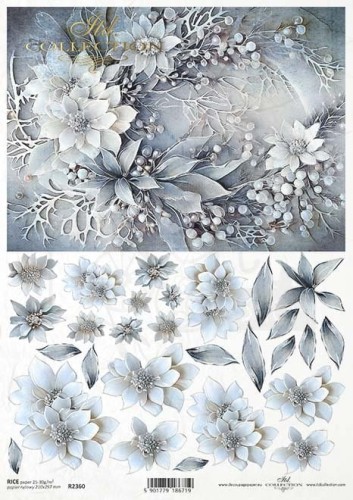 Papier ryżowy do decoupage A4 Zimowy bukiet R2360 ITD Collection