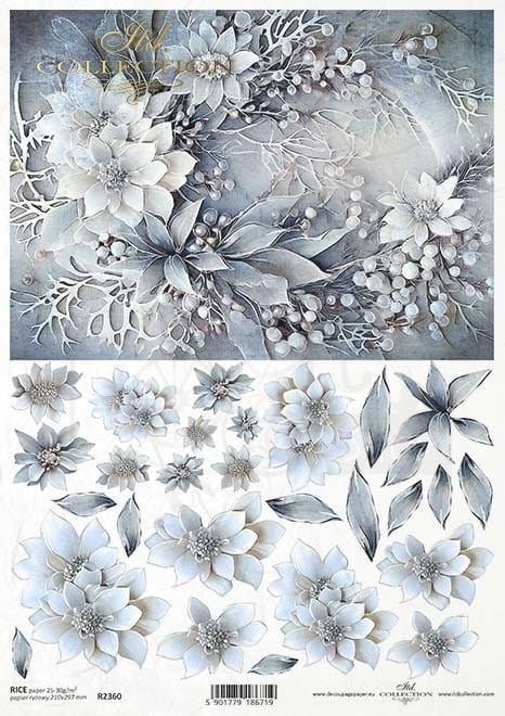 Papier ryżowy do decoupage A4 Zimowy bukiet R2360 ITD Collection