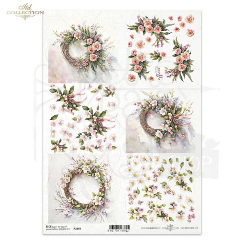 Papier ryżowy do decoupage A4 Wiosenne kwiaty R2384 ITD Collection