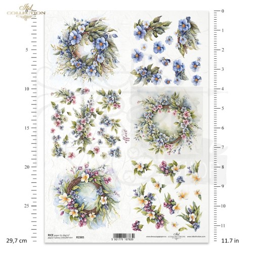 Papier ryżowy do decoupage A4 Wiosenne kwiaty R2385 ITD Collection