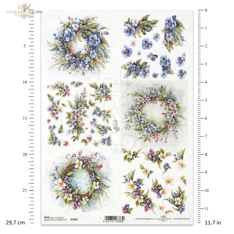 Papier ryżowy do decoupage A4 Wiosenne kwiaty R2385 ITD Collection