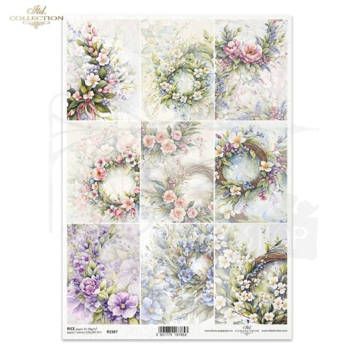 Papier ryżowy do decoupage A4 Wiosenne kwiaty R2387 ITD Collection