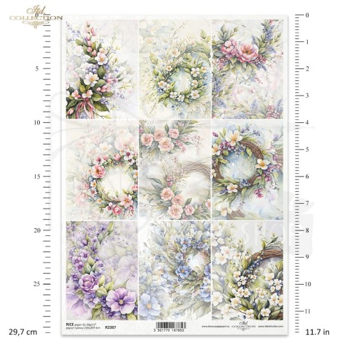 Papier ryżowy do decoupage A4 Wiosenne kwiaty R2387 ITD Collection