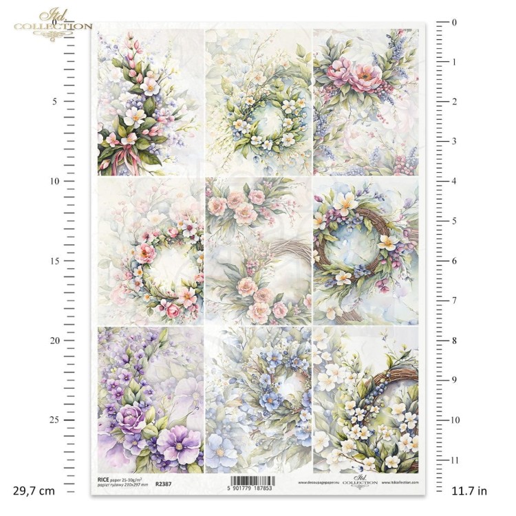 Papier ryżowy do decoupage A4 Wiosenne kwiaty R2387 ITD Collection