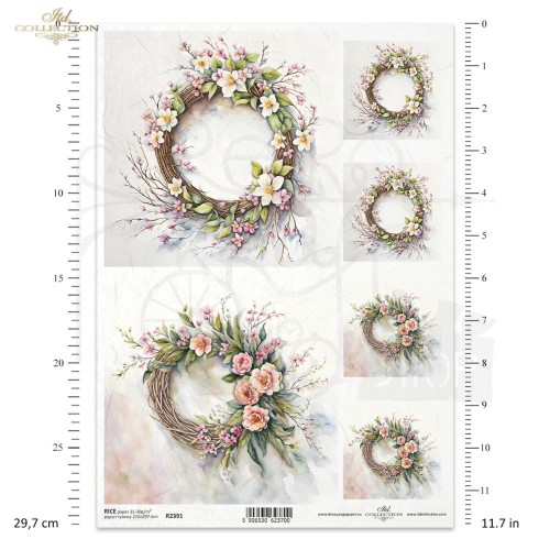 Papier ryżowy do decoupage A4 Wiosenne kwiaty R2391 ITD Collection