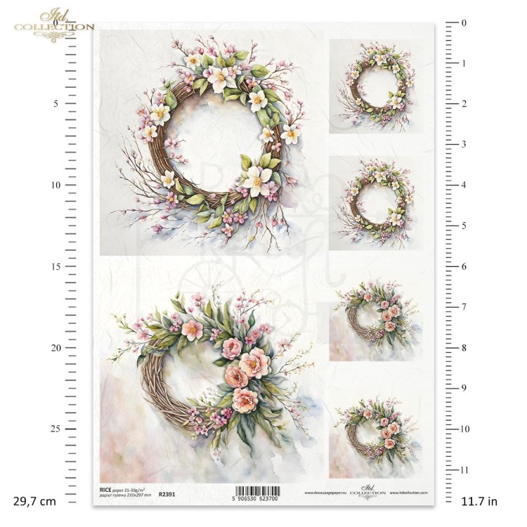 Papier ryżowy do decoupage A4 Wiosenne kwiaty R2391 ITD Collection