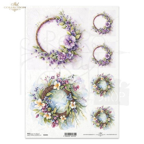 Papier ryżowy do decoupage A4 Wiosenne kwiaty R2393 ITD Collection