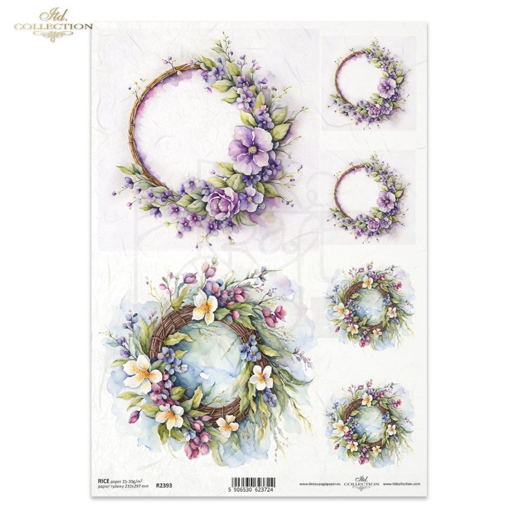Papier ryżowy do decoupage A4 Wiosenne kwiaty R2393 ITD Collection