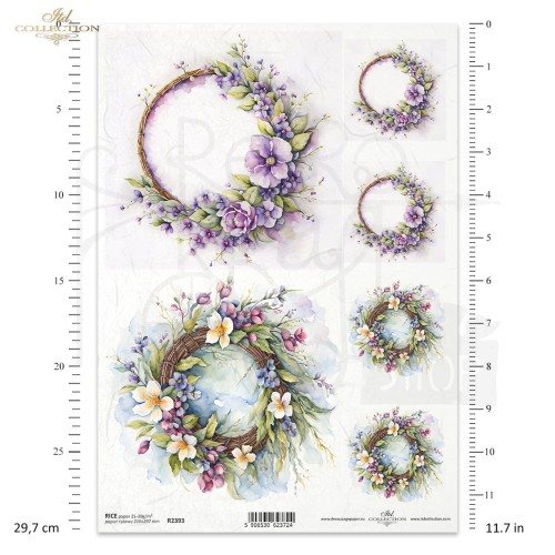 Papier ryżowy do decoupage A4 Wiosenne kwiaty R2393 ITD Collection