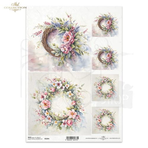 Papier ryżowy do decoupage A4 Wiosenne kwiaty R2394 ITD Collection
