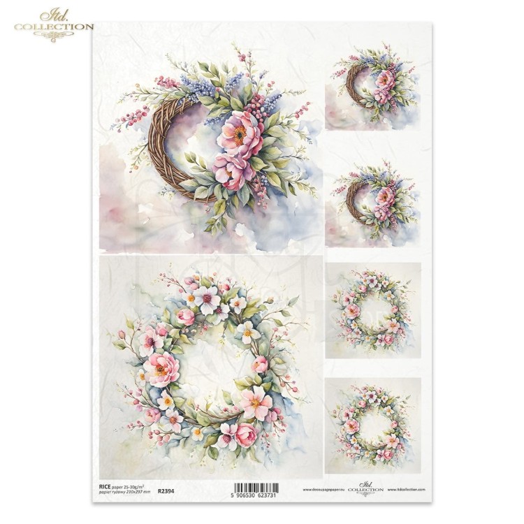Papier ryżowy do decoupage A4 Wiosenne kwiaty R2394 ITD Collection