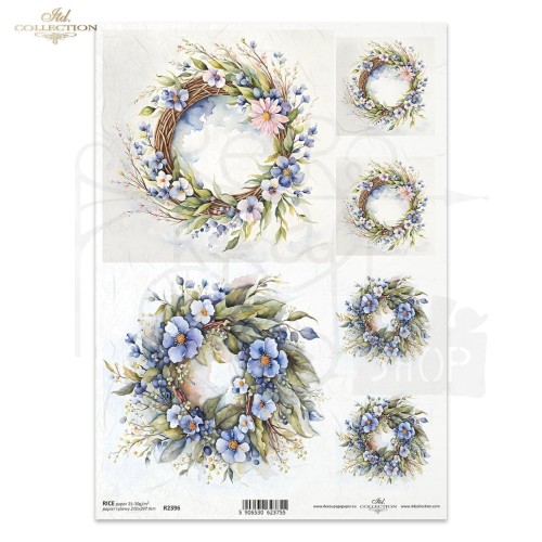 Papier ryżowy do decoupage A4 Wiosenne kwiaty R2396 ITD Collection