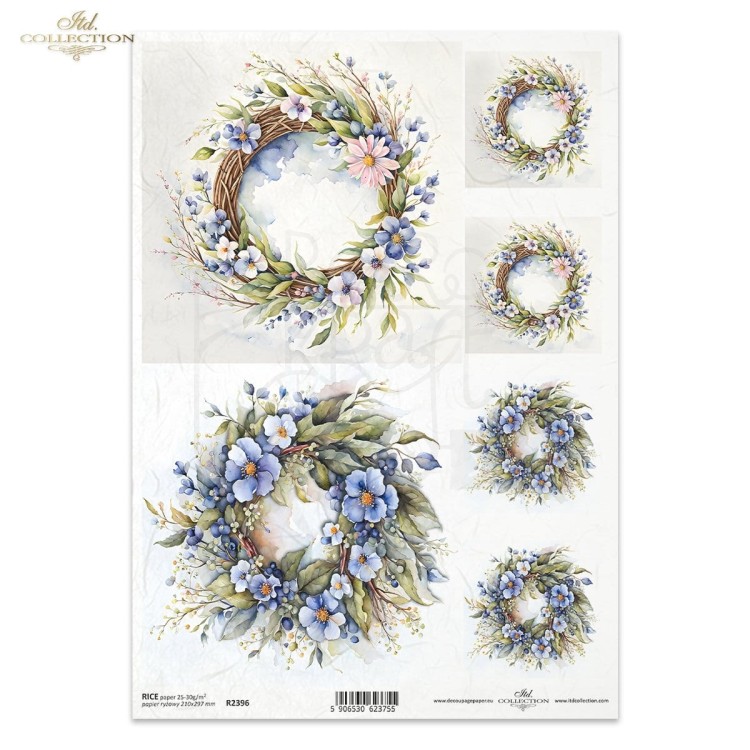 Papier ryżowy do decoupage A4 Wiosenne kwiaty R2396 ITD Collection