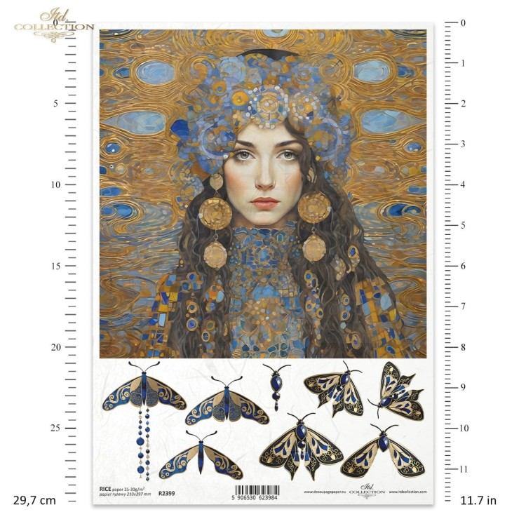 Papier ryżowy do decoupage A4 Inspired by Klimt - kobieta i motyle R2399 ITD Collection