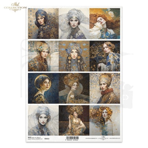Papier ryżowy do decoupage A4 Inspired by Klimt - kobiety R2413 ITD Collection