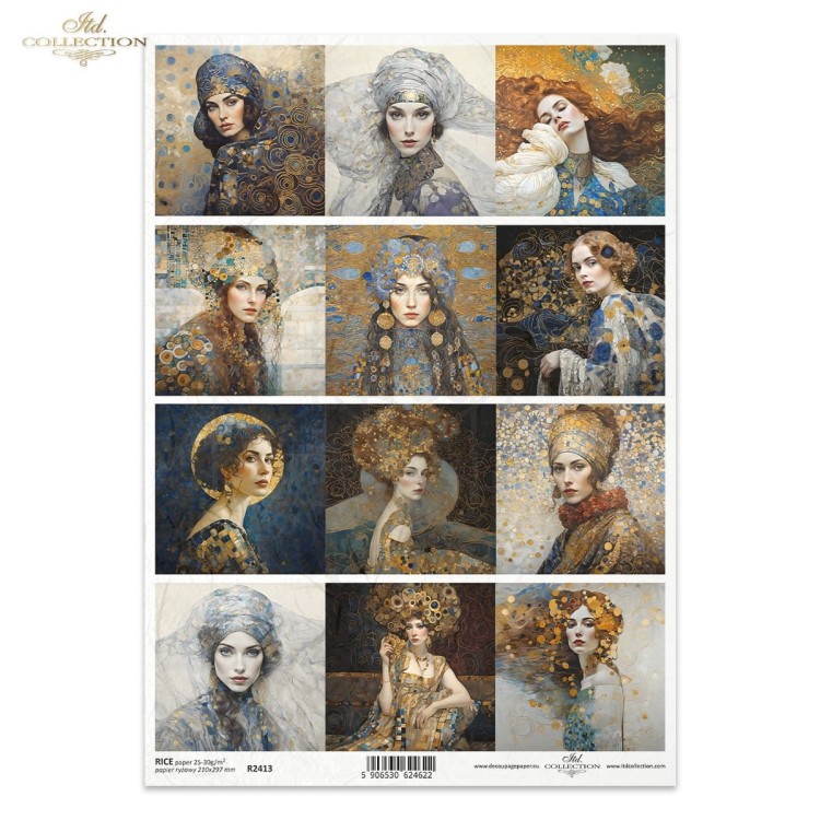 Papier ryżowy do decoupage A4 Inspired by Klimt - kobiety R2413 ITD Collection