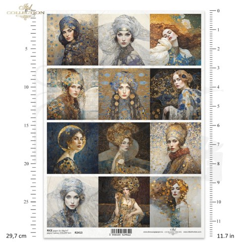 Papier ryżowy do decoupage A4 Inspired by Klimt - kobiety R2413 ITD Collection