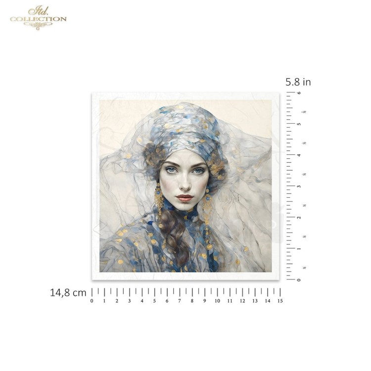 Zestaw papierów ryżowych do decoupage 14.8x14.8 Inspired by Klimt - portrety kobiet RSM126 ITD Collection