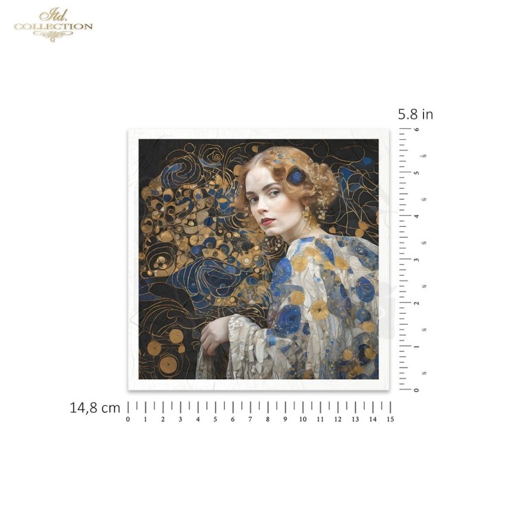 Zestaw papierów ryżowych do decoupage 14.8x14.8 Inspired by Klimt - portrety kobiet RSM127 ITD Collection
