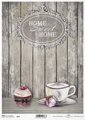 Papier ryżowy do decoupage A4 Vintage Home Sweet Home R0874 ITD Collection