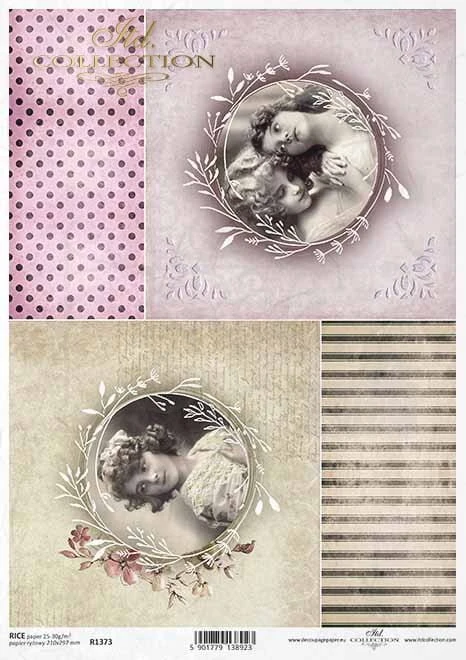 Papier ryżowy do decoupage A4 Portrety dziewczynek R1373 ITD Collection