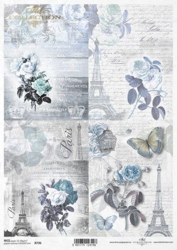 Papier ryżowy do decoupage A4 Paris Wieża Eiffla R0736 ITD Collection
