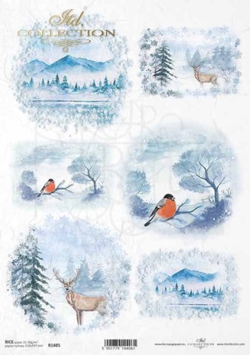 Papier ryżowy do decoupage A4 Zimowe widoczki R1485 ITD Collection