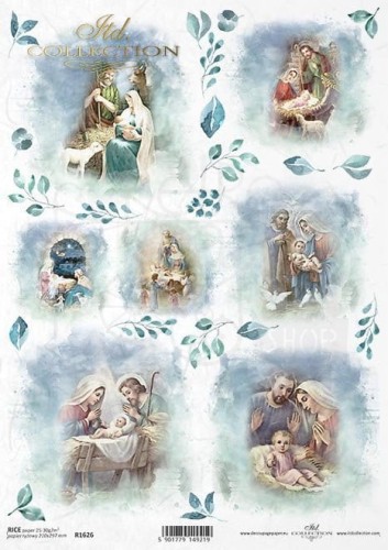 Papier ryżowy do decoupage A4 Boże Narodzenie Święta Rodzina R1626 ITD Collection