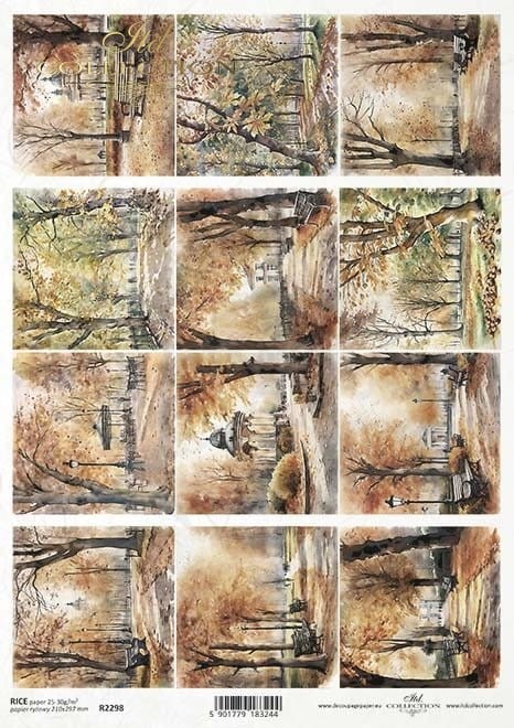 Papier ryżowy do decoupage A4 Jesienne widoczki R2298 ITD Collection