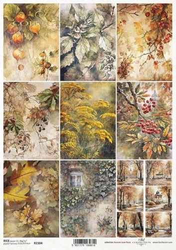 Papier ryżowy do decoupage A4 Jesienne widoczki R2304 ITD Collection