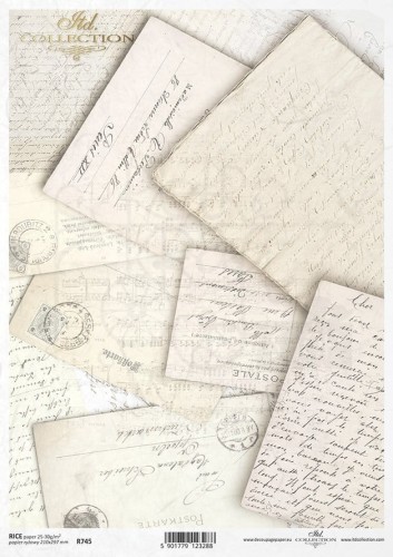 Papier ryżowy do decoupage A4 Stare listy R0745 ITD Collection