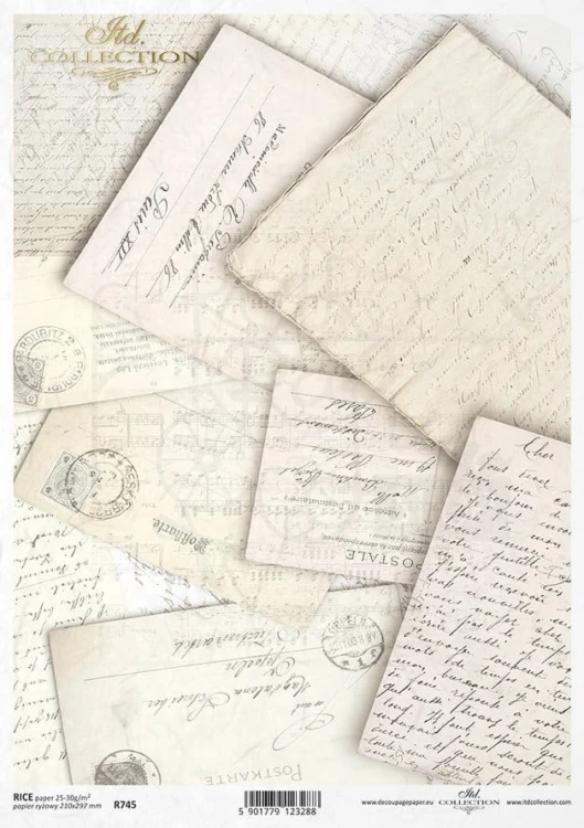 Papier ryżowy do decoupage A4 Stare listy R0745 ITD Collection