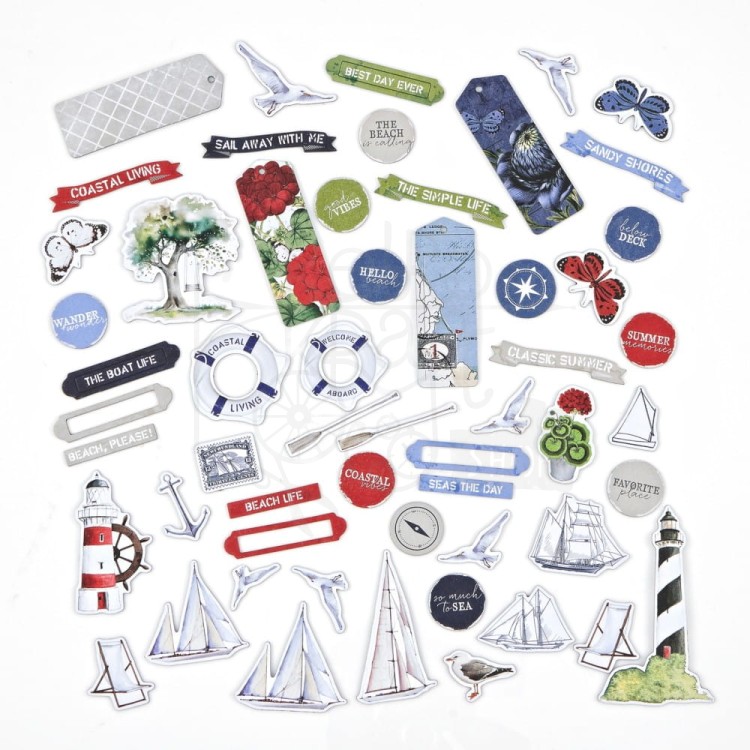 Ozdoby tekturowe die-cuts Summer Porch Chipboard Set 59 szt SP-27846 49 and Market