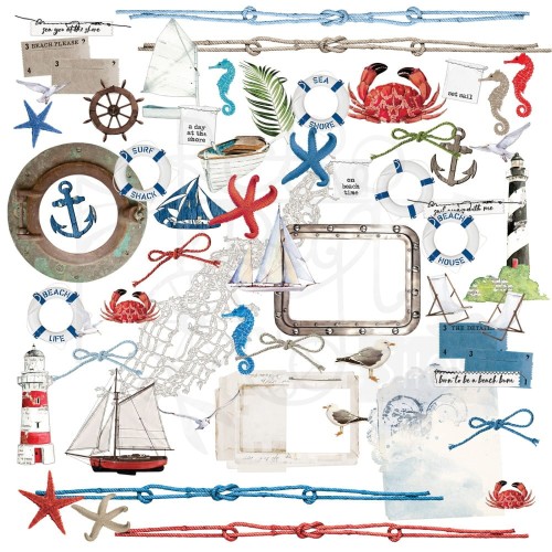 Ozdoby papierowe die-cuts Summer Porch By Sea 60 szt SP-27792 49 and Market