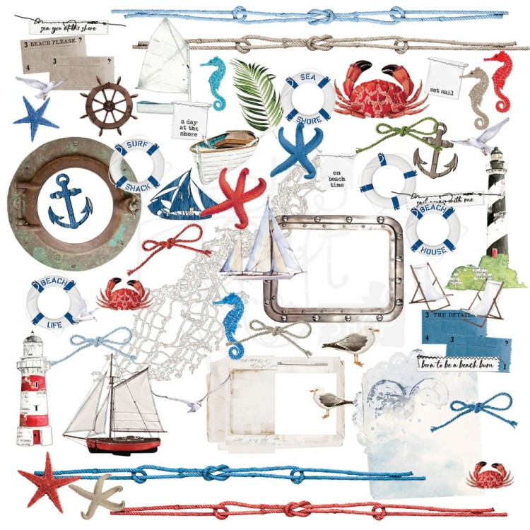 Ozdoby papierowe die-cuts Summer Porch By Sea 60 szt SP-27792 49 and Market