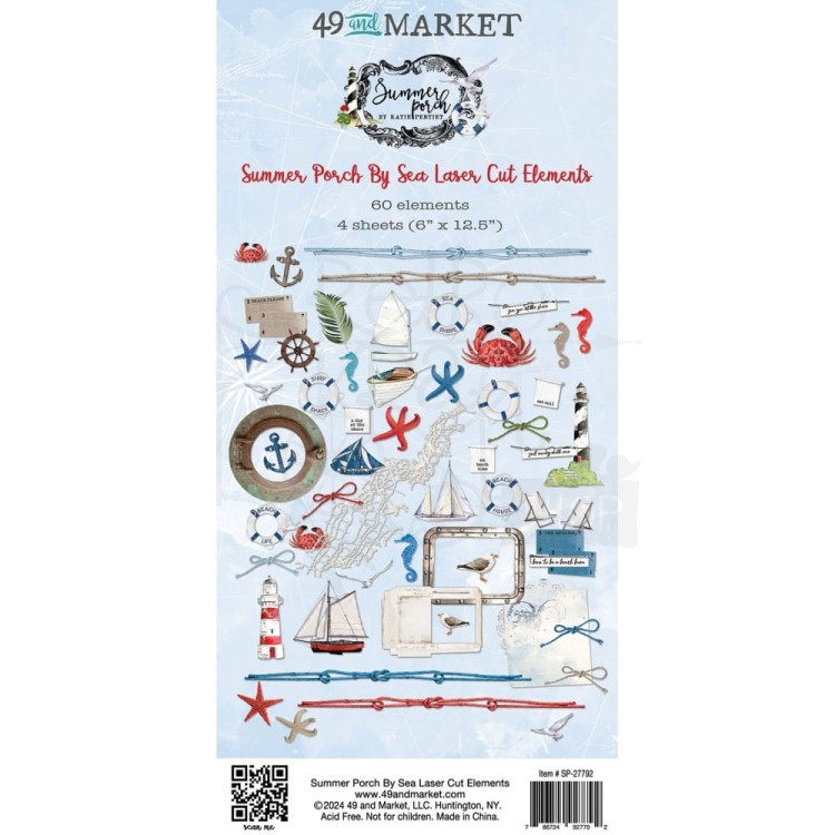 Ozdoby papierowe die-cuts Summer Porch By Sea 60 szt SP-27792 49 and Market
