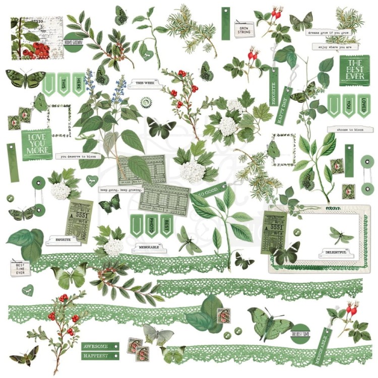 Ozdoby papierowe die-cuts Color Swatch Willow Elements Mini 108 szt WCS-27990 49 and Market