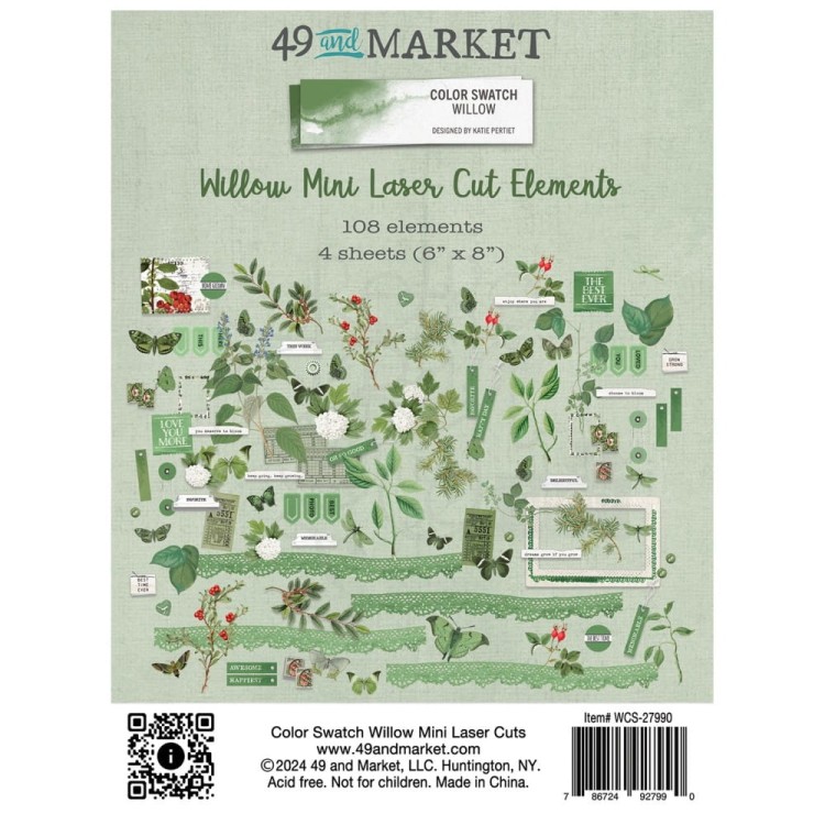 Ozdoby papierowe die-cuts Color Swatch Willow Elements Mini 108 szt WCS-27990 49 and Market