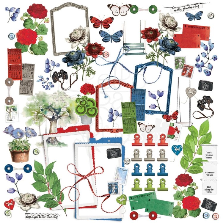 Ozdoby papierowe die-cuts Summer Porch By Land 84 szt SP-27785 49 and Market