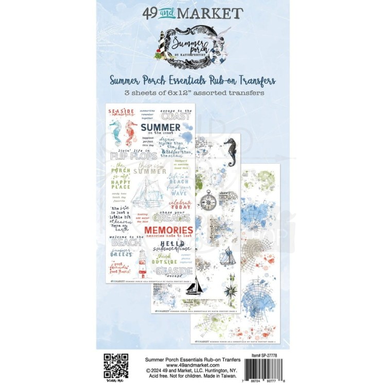 Rub-On Transfer 15x30 Summer Porch Essentials 3 arkusze SP-27778 49 and Market